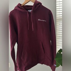 Champion Men's Burgundy Hoodie with embroidered iconic logo